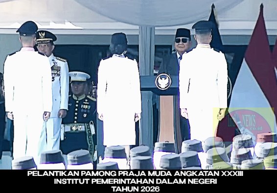 Presiden Prabowo Subianto Melantik Pamong Praja Muda Angkatan XXXIII Institut Pemerintahan Dalam Negeri Tahun 2026